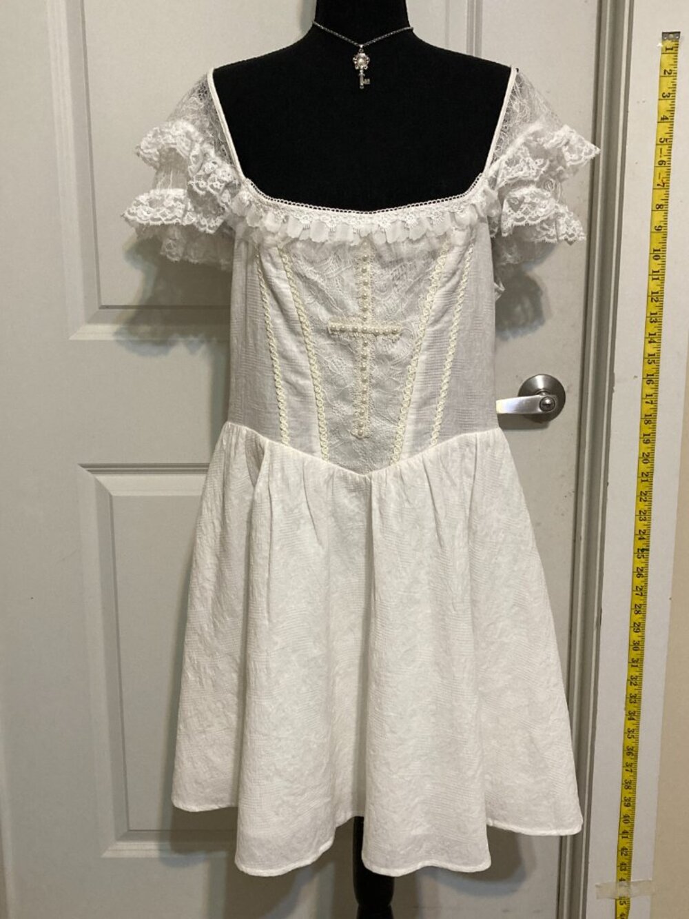 Dolls Kill Dark in Love Angelic White Cross Mini Dress